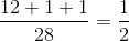 \frac{12+1+1}{28}=\frac{1}{2}