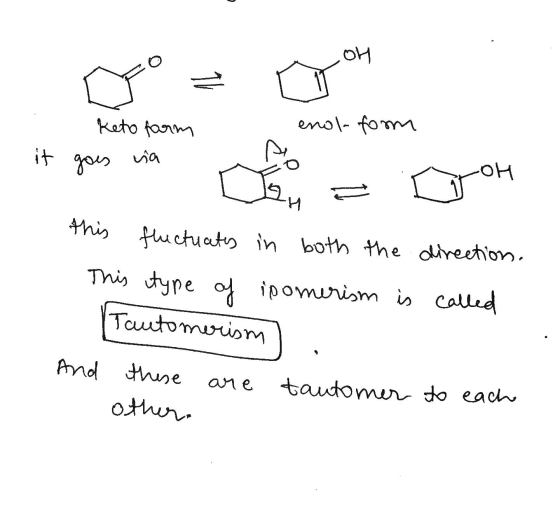 OH 3 Keto farm enol form it sa goes OH → this fluctuates in both the direction. This type of ipomerism is called Tautomerism