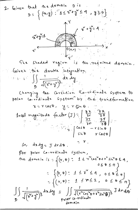 E 2. Given that the domain Dis . AL X + y 24 , y D Da +994 010 The ..Given Shaded region is the required domain. the double i