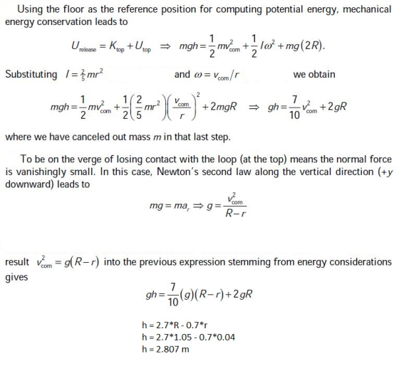 Using the floor as the reference position for computing potential energy, mechanical energy conservation leads to release Sub