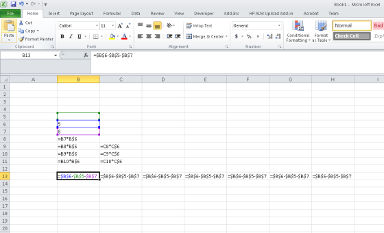 Book1 - Microsoft Excel Page Layout Developer File Home Insert Formulas Data Review View Add-Ins HP ALM Upload Add-in Acrobat