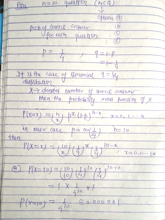 MC) १५7 Gptrons Corect answe रकण्य for carh ques h = व Bmomial 2-3y 2-P ty the cae dustikutn denates numeoy Conet answe then