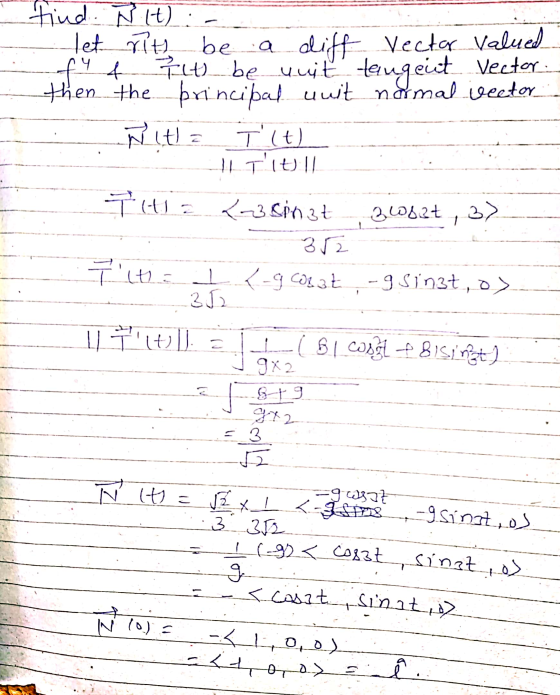 find. Nit) : let rits be a be a diff vector valued f4 4 Fut) be uwit taugeit Vector: then_the principal uwit normal vector Ni