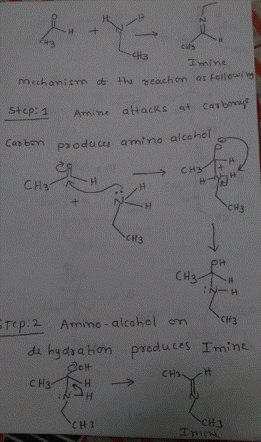 cHs Emine Mechani sm d thu eachon as fallowi Sep: mine attacks si Carbg Produl amino alcehel CH3 cH3 Tep:2 Amino-alcohol m c