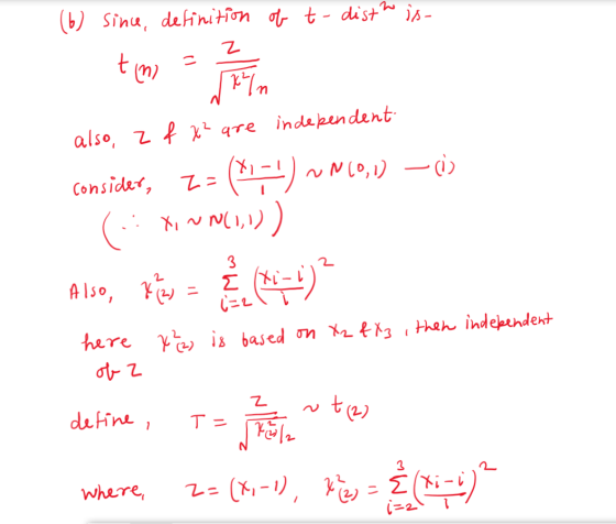 (6) since, definition of t-disth is- - tem a on also, z f x² are independent consider, z= *=4) -N(0,1) —c) ( 1, … ( 1,1)) Als