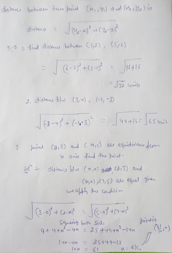 distance between two point (n,,y,) and (Ma, ya) is distance (M. n.) ² + (Yeny,je e.sl find distance between (1,2), (5,6) (6-2