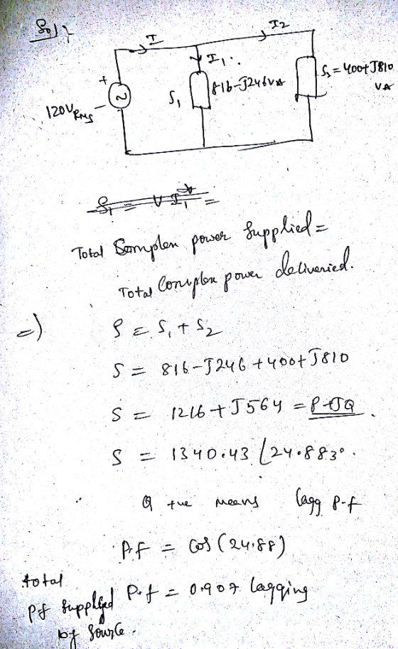 Oh 15=40047810 Jaybva L1 VA 120V Svet Total Sampler power supplied = Total Conmpton power deliveried Sesits s = 816-5246 +400