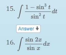 15. 14 1 - sint -dt sint Answer sin 2.c 16. dc sin 3