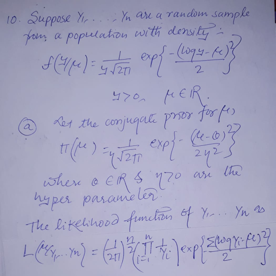 Ae-co) 10. Suppose You... Yn are a random sample fom, a population with density . FCUp) sta opp legyen 470, MER @ Let the con