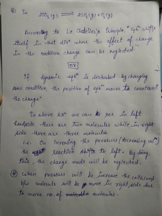 @ In 280,(g) = 250,49) +0249) According to Le Chateliers Principle, a Eeb shifts itself in that dish where the effect of cha