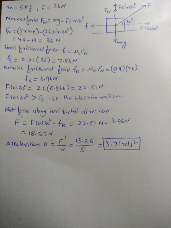 M5KF 26N Novmat oe Fmy-Frinao 6X9-8)-26 sima) F EsinsoF 200 Flosz =49-13= 36 N stak brichenal bete =, FN =0.21(36) 7.56 N Kim