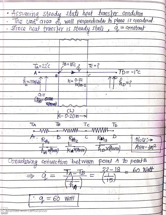 . Assuming steady state heat transfer condition The Limit area of wall perpendicular to plane is considered Since heat trans