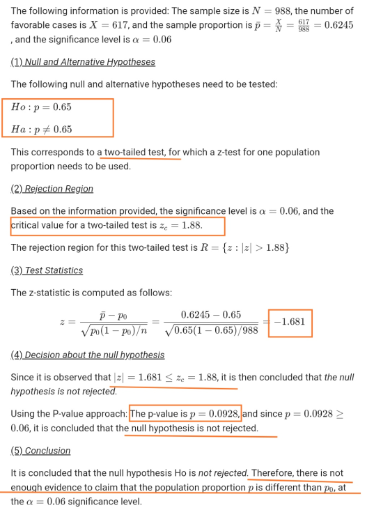 The following information is provided: The sample size is N = 988, the number of favorable cases is X = 617, and the sample p