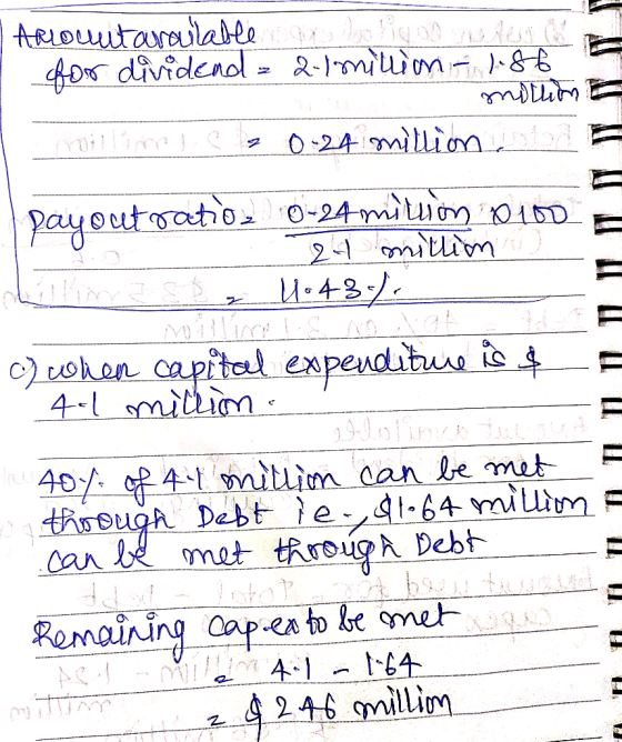 | Amountarailable for dividend = 2-1 million - 1.86 mithin youjilimbie 9 0-24 million ton Payout ratio 0-24 million 0100 24 m