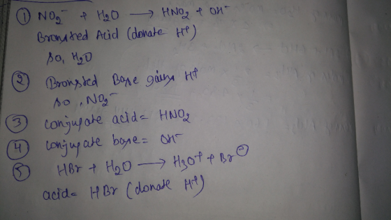 NO M0 HNot on branstred Atid (donate H) 110 Brons icd Bone 9an Ht 1Aly Conjujate acide HNO LCNG uy ade bone $3 A acide HBr (d
