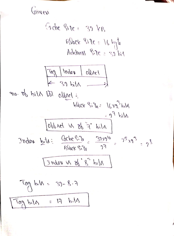 Given Coche Sire: 30 kB Block Bite : 16 byte Addrem Pire : 32 bit . Tag linden olbach K 32 bita no. of bild 161 obbnet: block
