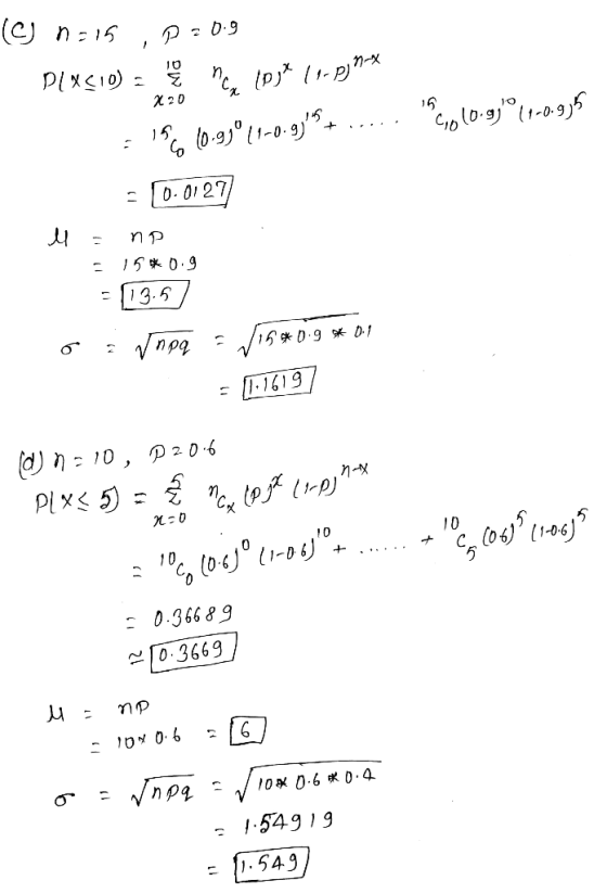 (C) n=15 , P = 0.9 PLXCID) = loan nem loja 11- 019* 220 x 156 10.99011-0.93 + ..... Col (0.93°(-0.935 - (0.0127 l = no -