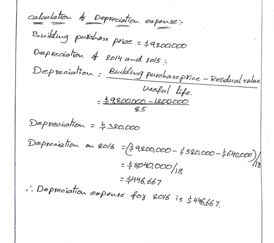 Depreaiahau Depreciahen-Building perekoseprice-Resduoļolae wapal life 9200 Depreciation =- sec ,ooo 146,667