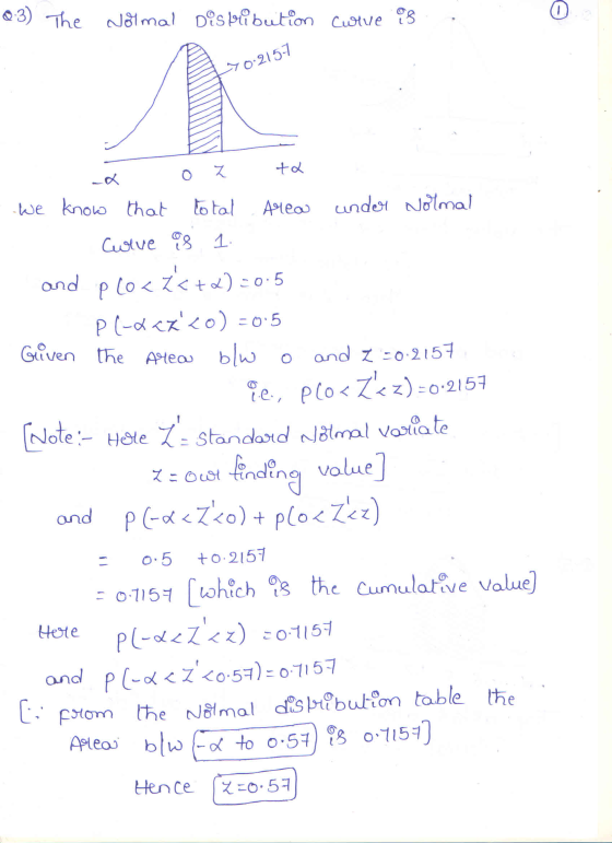 0.3) The Nolmal Distribution curve is B 40.2157 1 x OZ to - We know that total area under Nolmal - Curve as 1. and plocł<t&)