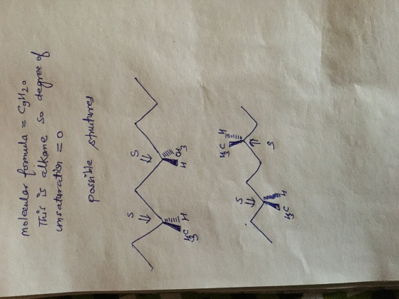 molecular formula = Cattro This is alkane so degree of unsaturation = 0 possible structures 37 → bo
