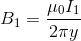 B_1 = \frac{\mu_0 I_1}{2\pi y}