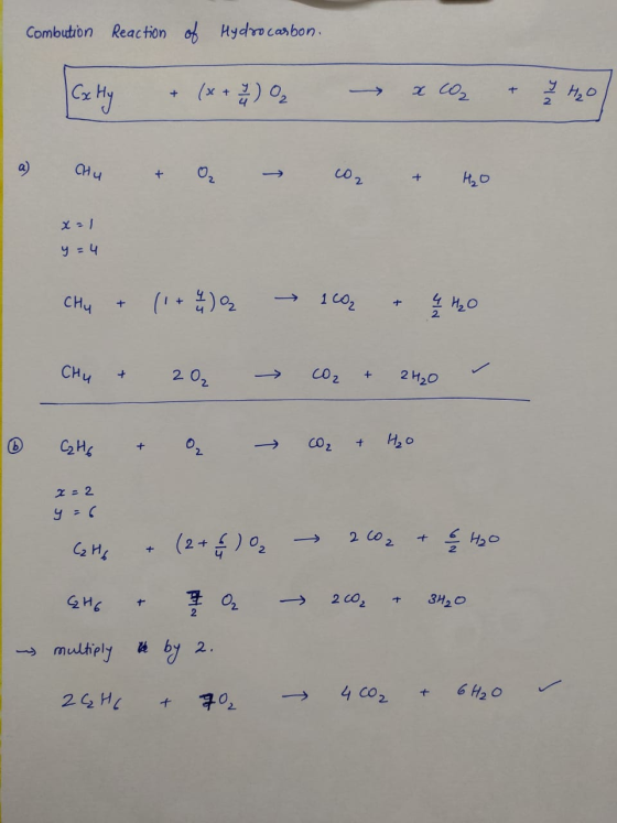 Combution Reaction of Hydrocarbon. | Сн, (х + 2) о, —, z o. + ho/ а) они + 0 - 0, + но хэл у= Ч сну + (1 + 4) - 1, + + H,0 сн