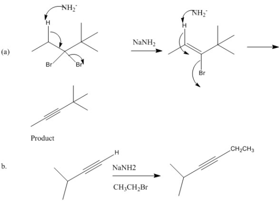 NH2 н NaNH2 (а) Br Br Br Product .CH2CH3 н b. NaNH2 CH3CH2Br