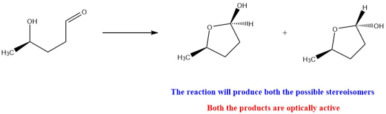 ОН OH کرتے -::IIIIIIH (IIIIIOH H3C H3C H3C The reaction will produce both the possible stereoisomers Both the products are op