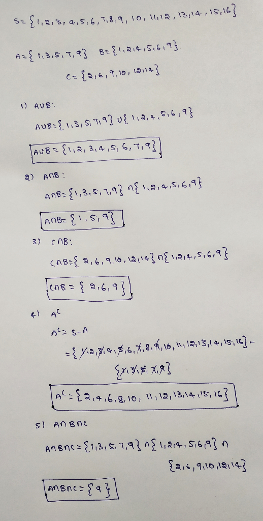 s={1,2,3,4,5,6,7,8,9,10,11,12,13,14,15,16} A={ 1,3,5,7,93 B={1,2,4,5,6,9}. c= {2,6,9,10,12114} AUB AUB={1,3,5, 1,93 u{ 112,4,