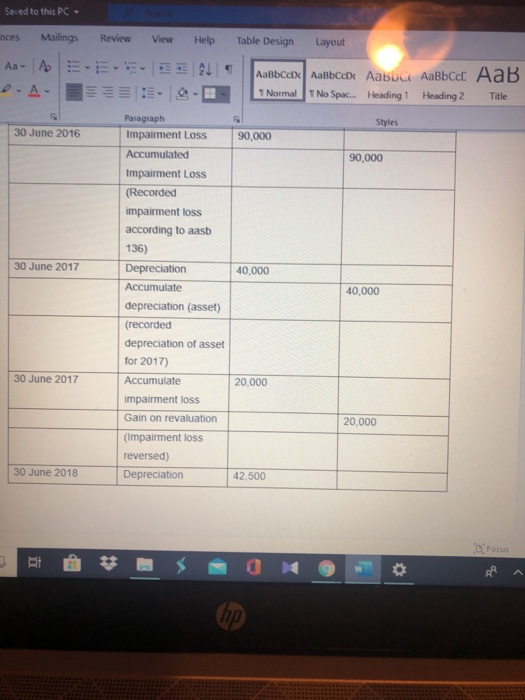 Saved to this PC- nces Mailings Review View Help Table Design Layout Aa A EL Аавьссо Аавьсах АавьсАавьссс Аав A Normal T No S
