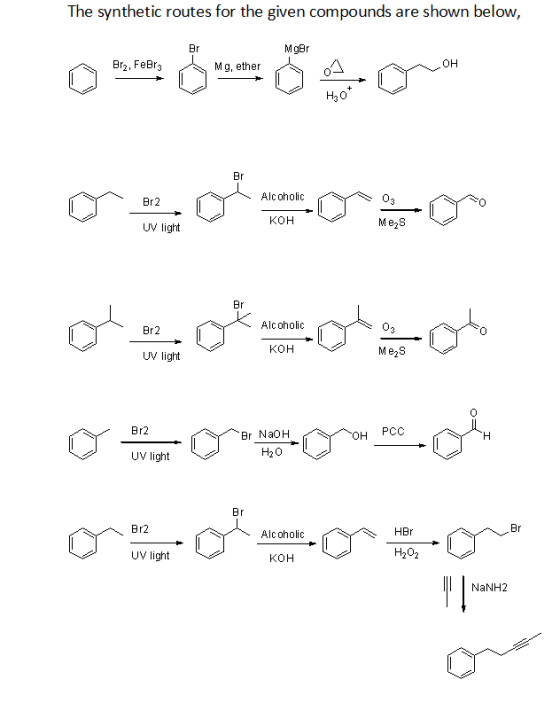 The synthetic routes for the given compounds are shown below, Br d- = = = = - = = - - NaNH2