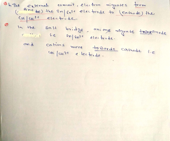 cunuit, e lectron drales n tha erternal Ano electrode to Catho de ) the de) the Sn electro de Cu cu2t bridae Sa 14 In the ani