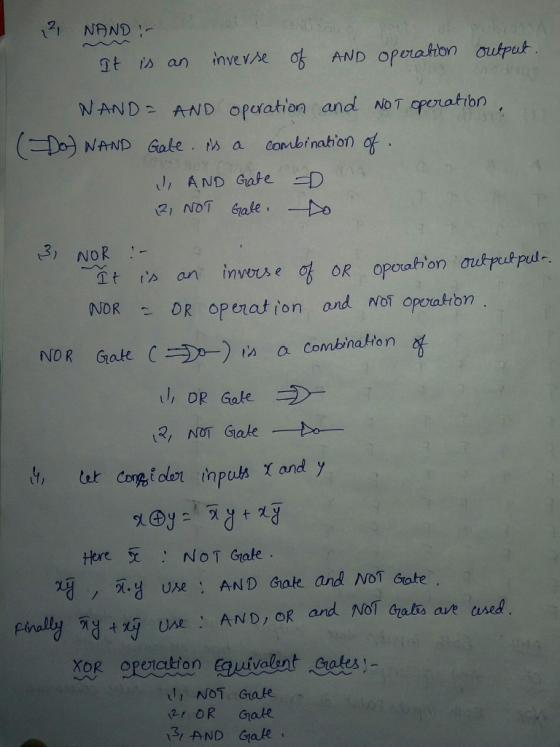 NAND- AND opuation and NOT operation D) NAND Goke a andrmabing AND Gote D 3) NOR NDR DR openat ion ond NoT opovaton DR Gate