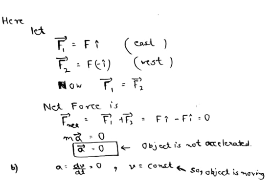 Here let Casi) TFEi) (ot) Now FF Nct Force is Objst is not oe leratd O Const b) a : sa, ahjcct is movng 2 7