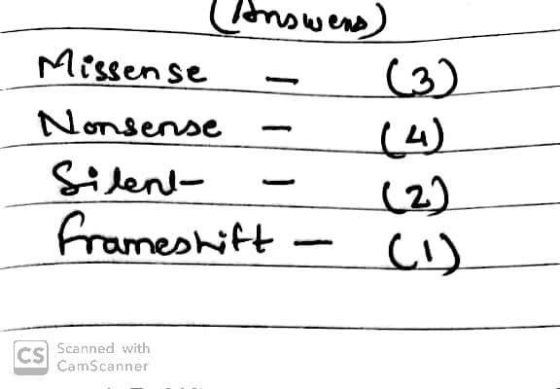 (Answens) Missense - (3) Nonsense - (4) Silent - (2) frameshift - (i) - Scanned with CamScanner