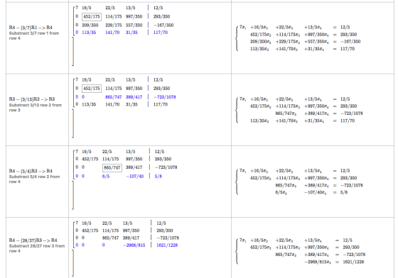 17 16/5 22/5 13/5 12/5 0 452/175 114/175 997/350 293/350 0 209/350 229/175 557/350 -167/350 0 113/35 141/70 31/35 117/70 R4 -