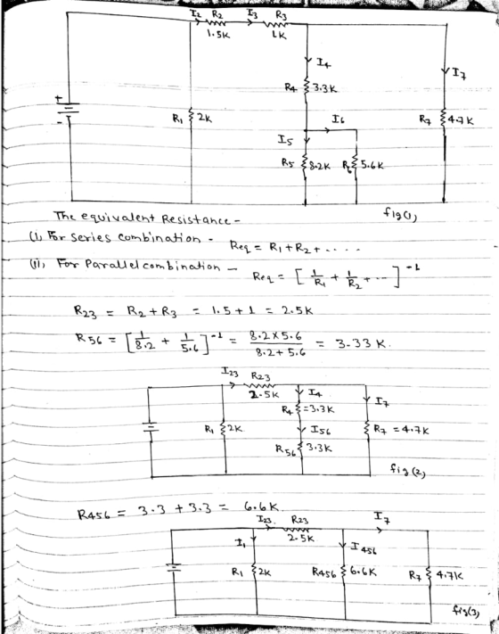 Ti R2 I3 Rj .SK LK R4 3.3K 5.6K esuiyalent Resistahce Br Series combination . Re-R,-R 32X5. -33 K 23 R23 2-5k 2K Is 3-3 + 3.3 L23, R23 R4SL 4SL