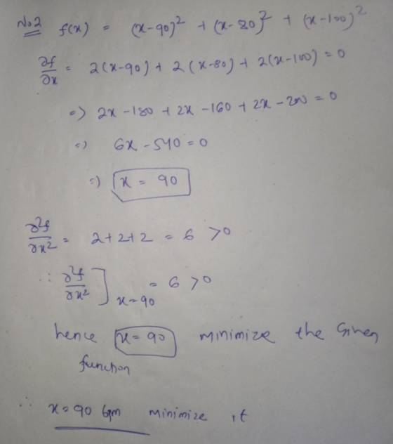 No a f(x) = (x-9072 + (x-20} + (x-100) ² of - 2(X-909 + 2 (K-80) + 2(2-1600) = 0 a) 2x-150 + 24 -160 + 22-20 =0 .) 6X-540=0 &