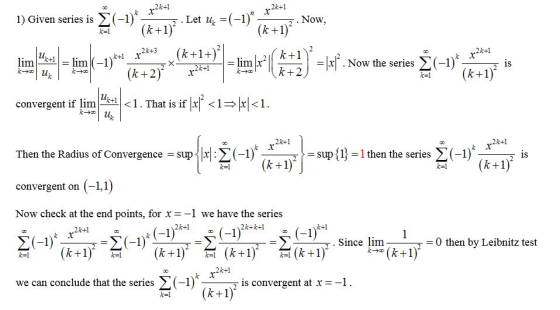 1) Given series is į(-)* map zet u =(-* Now, en - - * * * * * * * * = H - How the series Dicas e T * convergents in 1. Thats