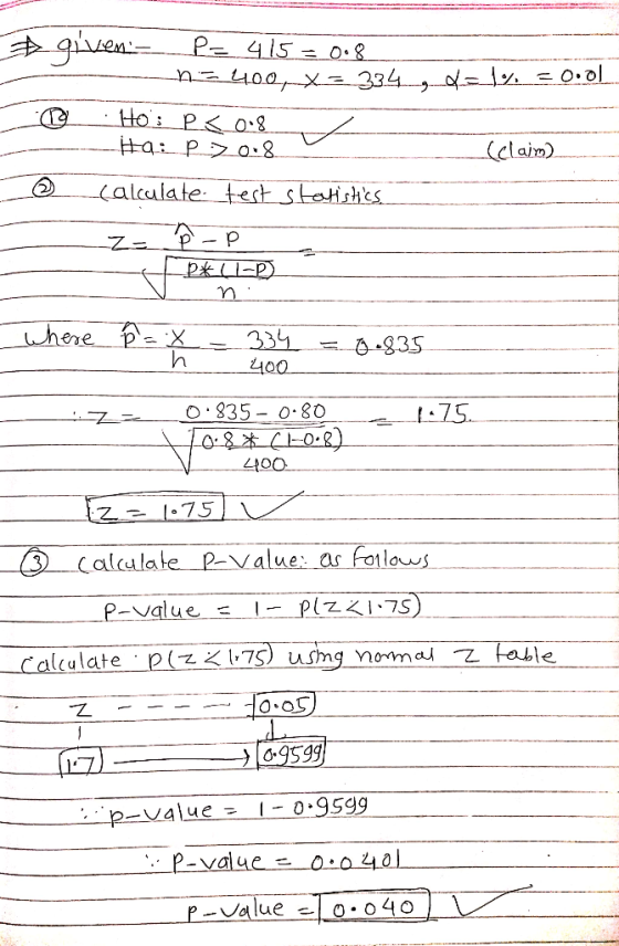 claim) p- p -835 400 :935-0-30 LOO ー③ P-value-as-follow -calculate calculate . p (2く1,75) usmg no mar-2 tahle 乙- p-value冫 1-0