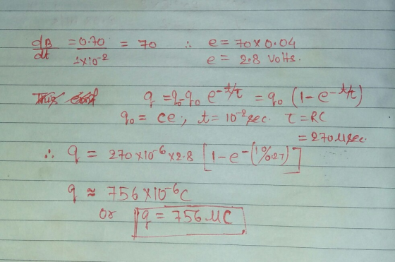 . <p = 0:0 It 2xto-2 e= 5 • 64 e = 2.8 volts. o=22, e- = 4 q=ce, t= 10ezec. T=RC - 90 Дес. q = эзо яло буз. 1-е-(%) 1 4 2 15