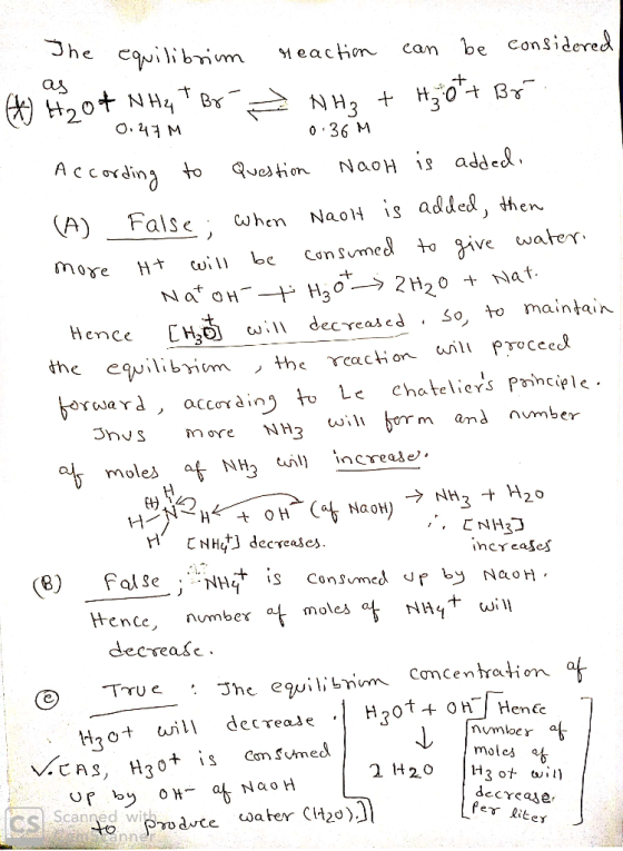 Jhe be considered ilibrim 1eacion can as 3 O.4 M 0 36 M According NaoH i added to Question NaoH is added, ihen Consumed to iv