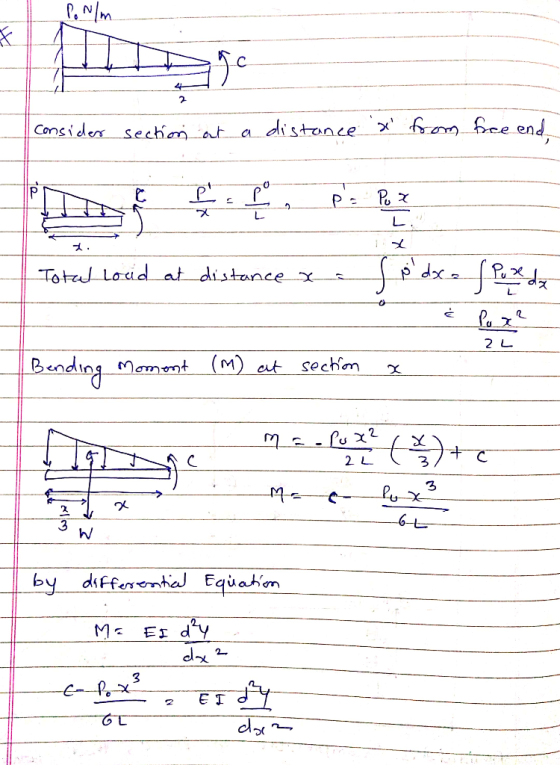 、 Consider. Sechenah a distonce メharm hee end 2 L Bending-Mommt __(m) at section χ 3 6七 hW by diffeneel Eqwahon づ