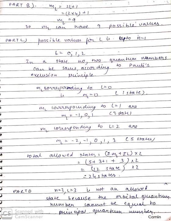 PART B > (2x4) possible valies nave pto n poss i ble vels fir Li PART Yrian tum to namberS two Tn Paulis saue accor Cos pui