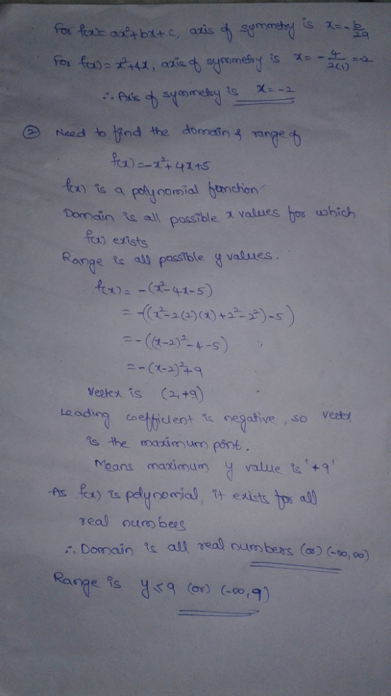2c) Needtofnd the doman号 range is a n all possible χ values boo which cs) esists Doma Range te al possible g values %) 스 is -