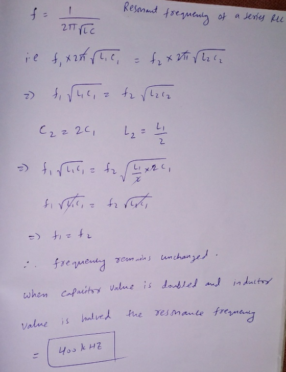 Resonant frequency of a series ru 21Tric 2 il f, xatistic, fx turtą 7 d. She, a te ſzcz - C2220, L L₂ = 2 fistic, a te se The
