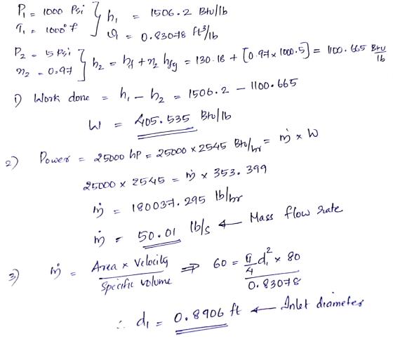 La P = 1000 Psi bi 1506.2 Bullb P. 1000° = 0.83078 Mb P2 - 5psi 7 h₂ sbg +1₂ hsy = 130.16 + [0.97 x 1000.5) = 1100.665 Bru N2
