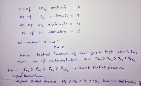 no. of coz molecule = 6 no. of O molecule = 7 no. of Na molecule = 11 no. of He rod atom = 8 at constant v and T . - Pan Henc