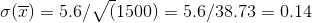 o(T) = 5.6/ (1500) = 5.6/38.73 = 0.14