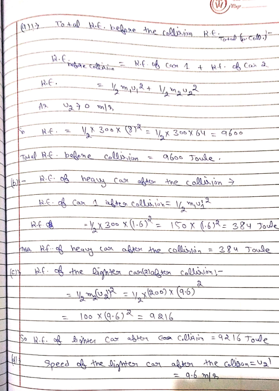 Tan2 Total Hof, before the collision R atib bico01 bithre colline Rif. of car 1 t hit. of Cara RE. if A2 = 1/₂ m, u, 2+ / ing